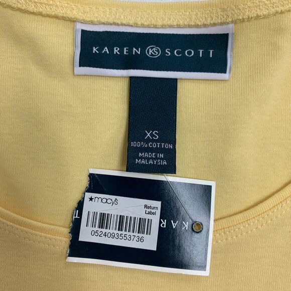 Karen Scott Basic Tee Womens XS Extra Small Lemon Short Sleeve Crew Neck Shirt - Picture 7 of 12